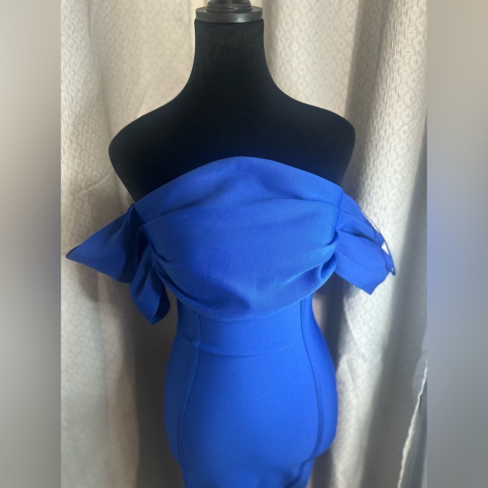 Off shoulder bandage dress - Royal Blue - Dress from Fashion Nova